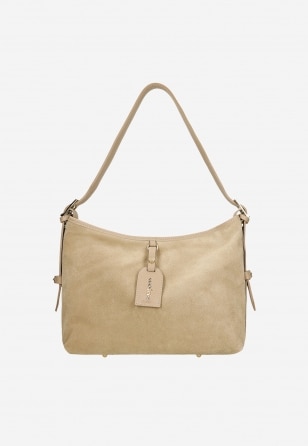 Beżowa torebka damska z dwoiny welurowej 80457-74