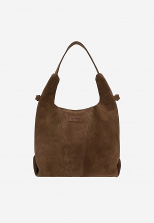 Dunkelbraune große Tasche aus Velourleder 80446-62