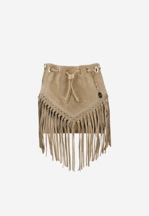 Beżowa torebka damska boho z frędzlami 80307-64