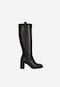Women's black knee-high boots with stable heel 71066-51