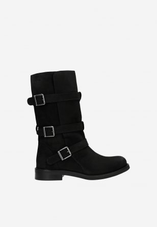 Czarne jesienne botki damskie z nubuku 55307-21