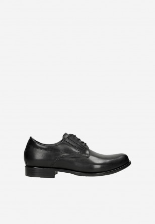 Eleganckie czarne półbuty mundurowe ze skóry pull up 694-41