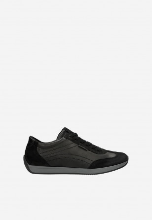 Czarne sneakersy męskie z łączonych skór 10269-51