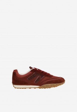 Bordowe sneakersy damskie z łączonych skór 46374-85