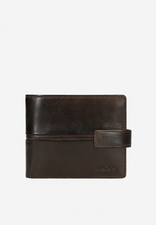 Brązowy skórzany portfel męski z przeszyciem na środku 91117-52