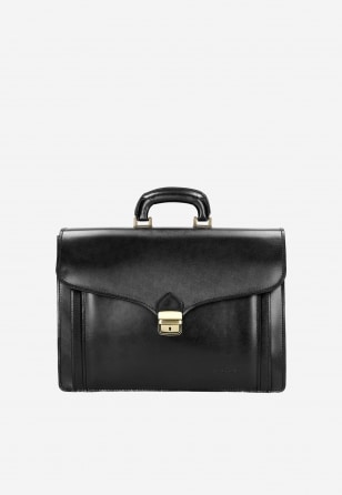 Czarna klasyczna teczka męska ze skóry licowej 90010-51