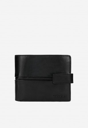 Czarny skórzany portfel męski z zapięciem na zatrzask 91117-51