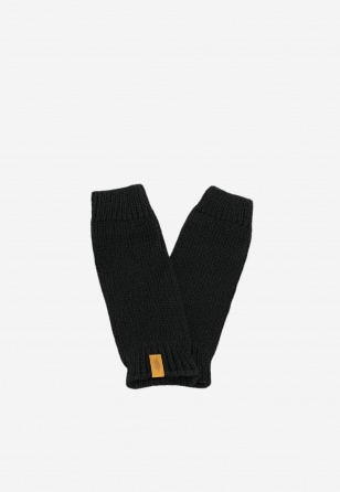 Czarne mitenki RELAKS z wełny merino i bawełny R95006-81