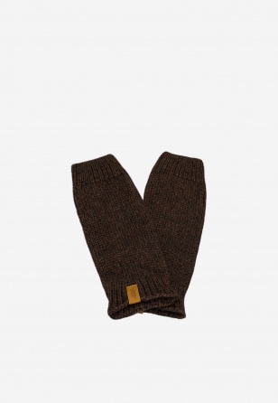 Brązowe czekoladowe mitenki damskie RELAKS z wełną merino i bawełną R95006-82