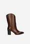 Hnědé dámské kovbojské kozačky na podpatku 55317-52