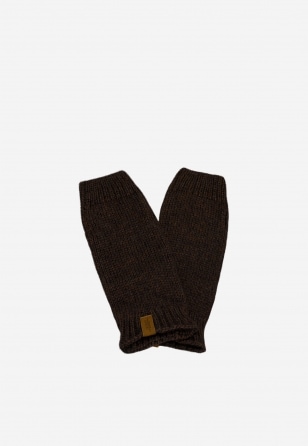 Brązowe czekoladowe mitenki damskie RELAKS z wełną merino i bawełną R95006-82