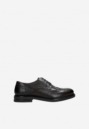 Bordowe brogsy męskie ze skóry licowej 10278-55