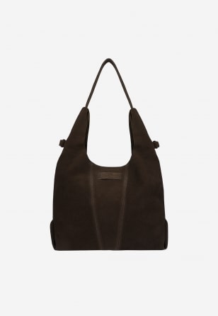 Duża czekoladowa torebka damska z dwoiny welurowej 80446-72