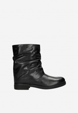 Czarne wsuwane botki damskie ze skóry naturalnej 55354-51