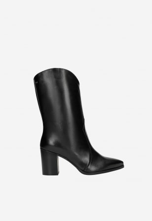 Czarne kowbojki skórzane na słupku 55317-51