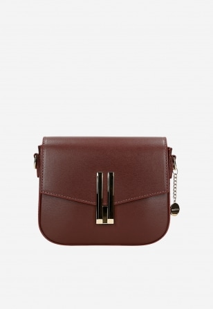 Bordowa torebka na ramię z geometrycznym zapięciem 80450-55