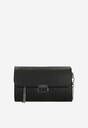 Czarna skórzana kopertówka damska na łańcuszku 80291-41