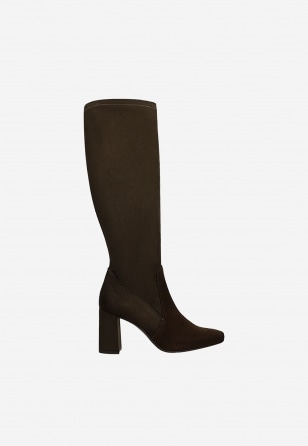 Brązowe czekoladowe kozaki damskie na obcasie 71041-82