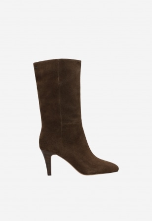 Brązowe wysokie botki damskie na szpilce 55328-62