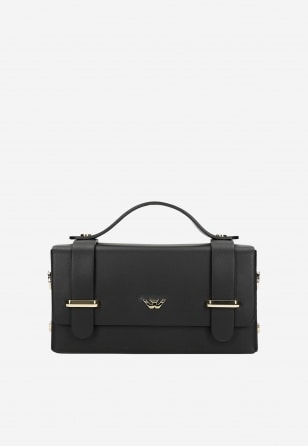 Mała czarna wizytowa torebka damska ze skóry 80329-51