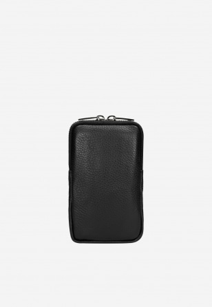Czarna torebka skórzana na telefon 80103-51