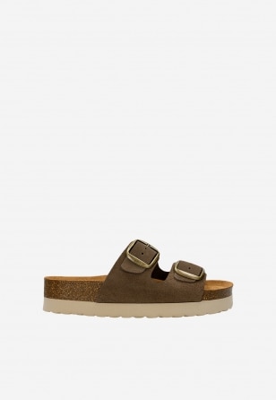 Brązowe klapki na platformie korkowej 74147-62