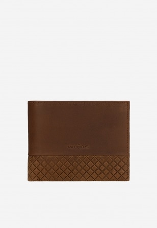 Brązowy skórzany portfel z pikowanym wzorem 91111-52