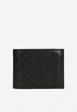 Czarny męski portfel z pikowanej skóry licowej z ochroną RFID 91107-51