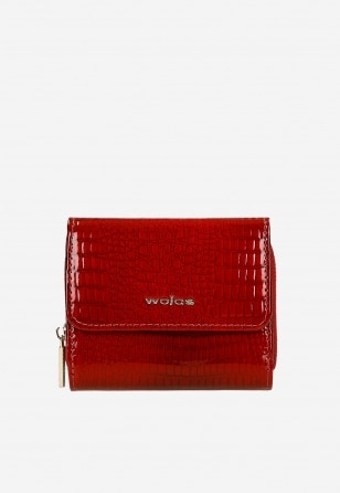 Mały czerwony portfel damski z lakierowanej skóry 91021-75