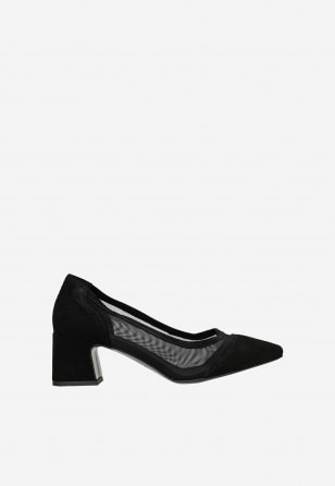 Czarne wieczorowe czółenka z siateczką 35181-81