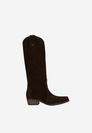 Wysokie ciemnobrązowe kowbojki damskie 71154-62