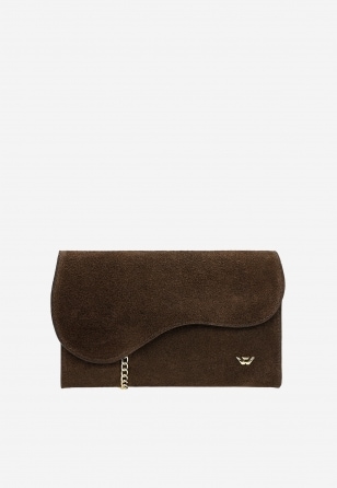 Ciemnobrązowa kopertówka z asymetryczną klapą 80440-62