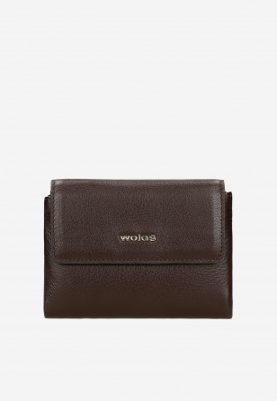 Schokoladenbraune Damengeldbörse aus echtem Leder 91125-52