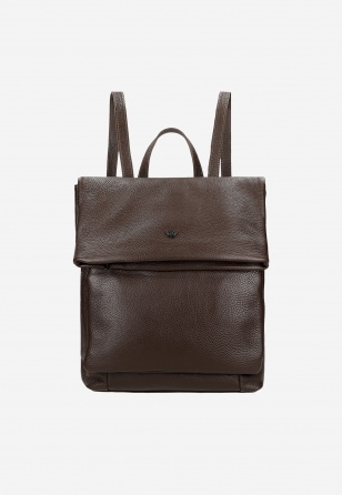 Brązowy plecak miejski ze skóry licowej 80435-52