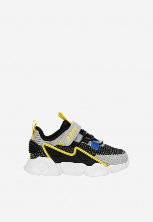 Czarno-szare siateczkowe sneakersy chłopięce z żółtymi elementami BARTEK 87007-18 87007-18