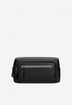 Czarna męska nerka RELAKS ze skórzaną wstawką R80298-51