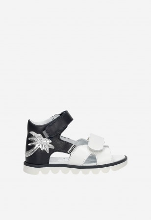 Granatowo-białe sandały BARTEK 11227015 ze srebrną palmą 11227015