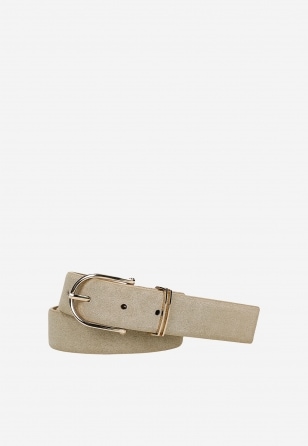 Beżowy pasek damski z dwoiny welurowej 93139-64