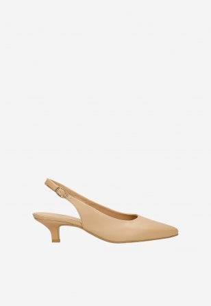 Beżowe czółenka kaczuszki z otwartą piętą 35162-54