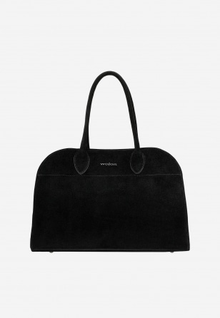 Duża czarna torebka damska z dwoiny 80442-61