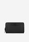 Portofel  negru din piele granulată în relief damă 91065-51