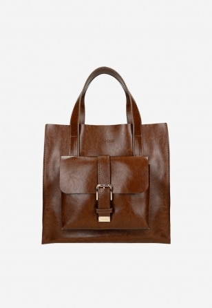 Brązowa torebka damska ze złotymi elementami 80348-52