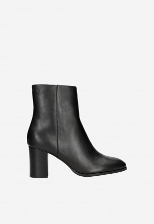 Czarne botki damskie ze skóry naturalnej 55346-51