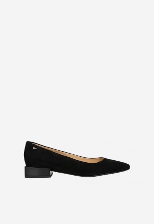 Czarne welurowe baleriny na obcasie 44070-61