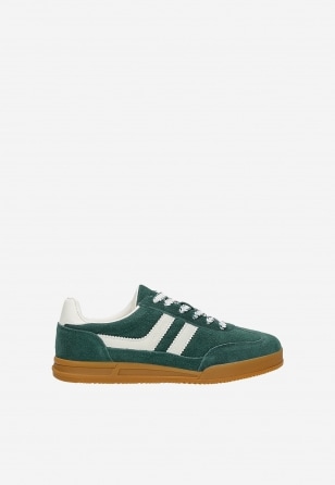 Zielone trampki damskie z dwoiny welurowej 46375-77