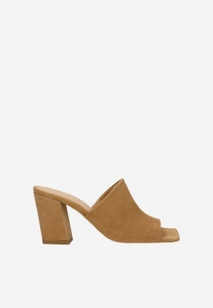 Beżowe klapki na wysokim słupku 74164-64