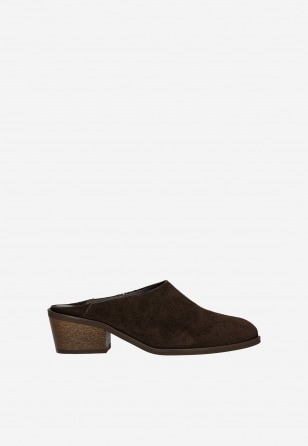 Ciemnobrązowe klapki mule na obcasie 74179-62