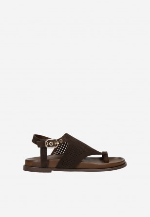 Brązowe czekoladowe sandały damskie ażurowe 76266-62