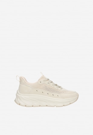 Beżowe sneakersy damskie z plecionego materiału RELAKS R46183-44