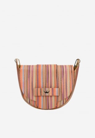Półokrągła torebka w ozdobne kolorowe paski 80489-58